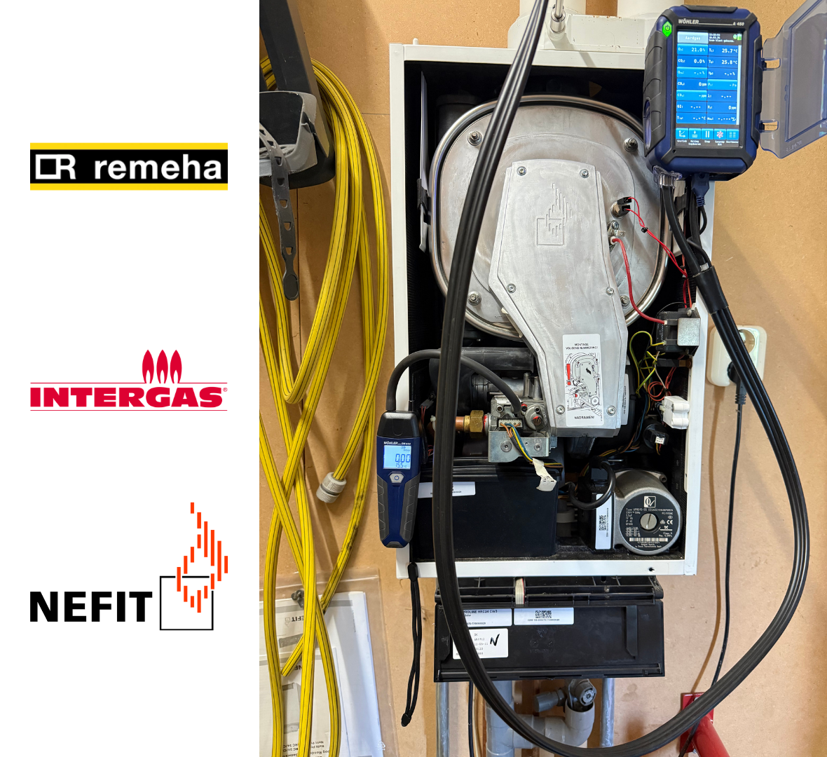 CV-ketel onderhoud met meetapparatuur